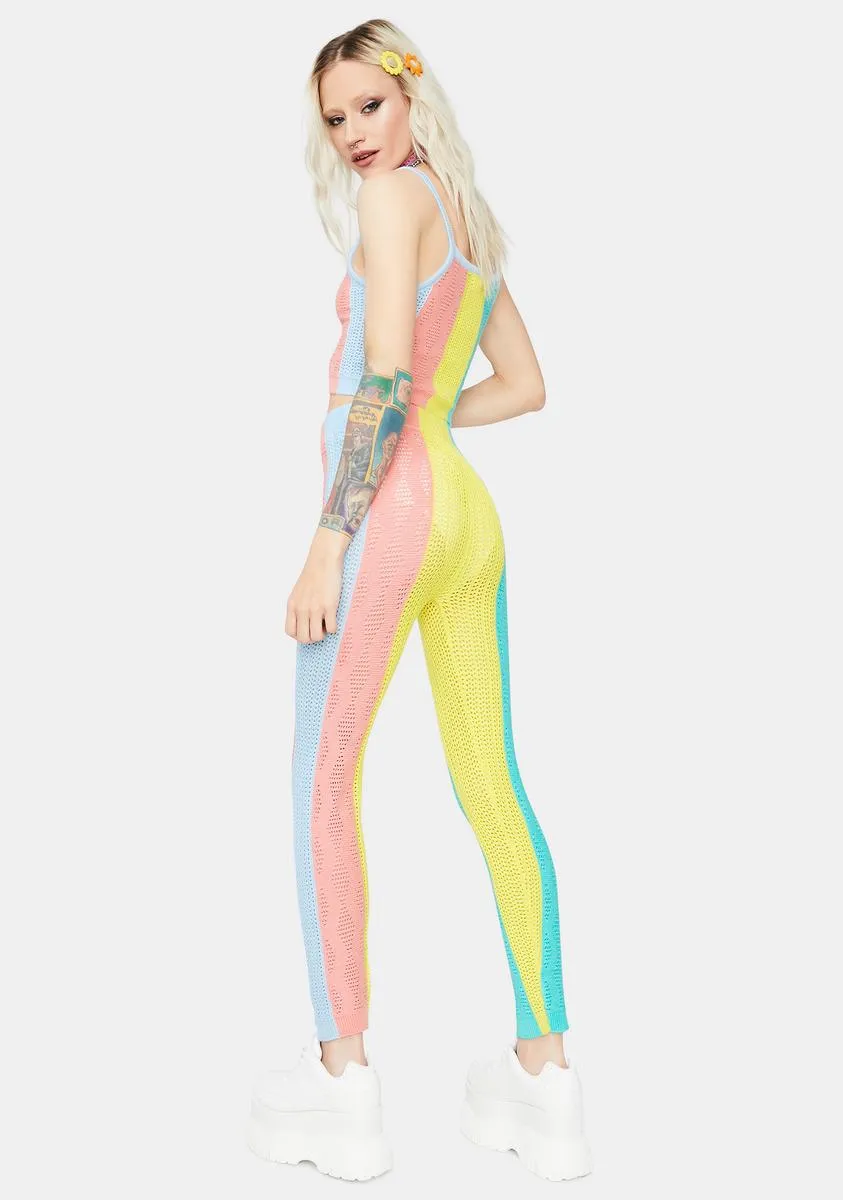 Colorful Rainbow Colorblock Leggings