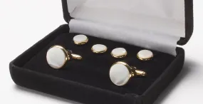 Sophisticated Mother of Pearl and Gold Cufflink Set