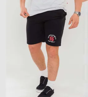 D555 Mens Black Fleece Shorts with Elasticated Waist Embroidery and Applique (TOMPKINS 1)