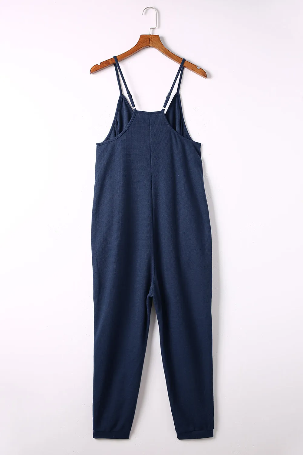 Jumpsuit with Deep V, Spaghetti Straps, and Pockets