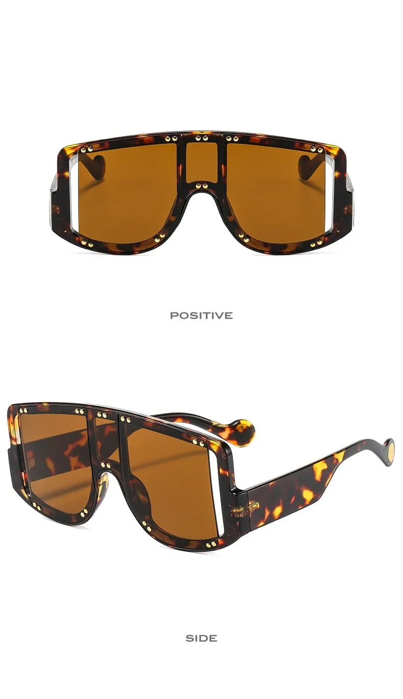 Oversized Square Rivet Sunglasses