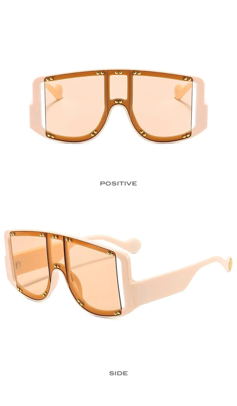 Oversized Square Rivet Sunglasses