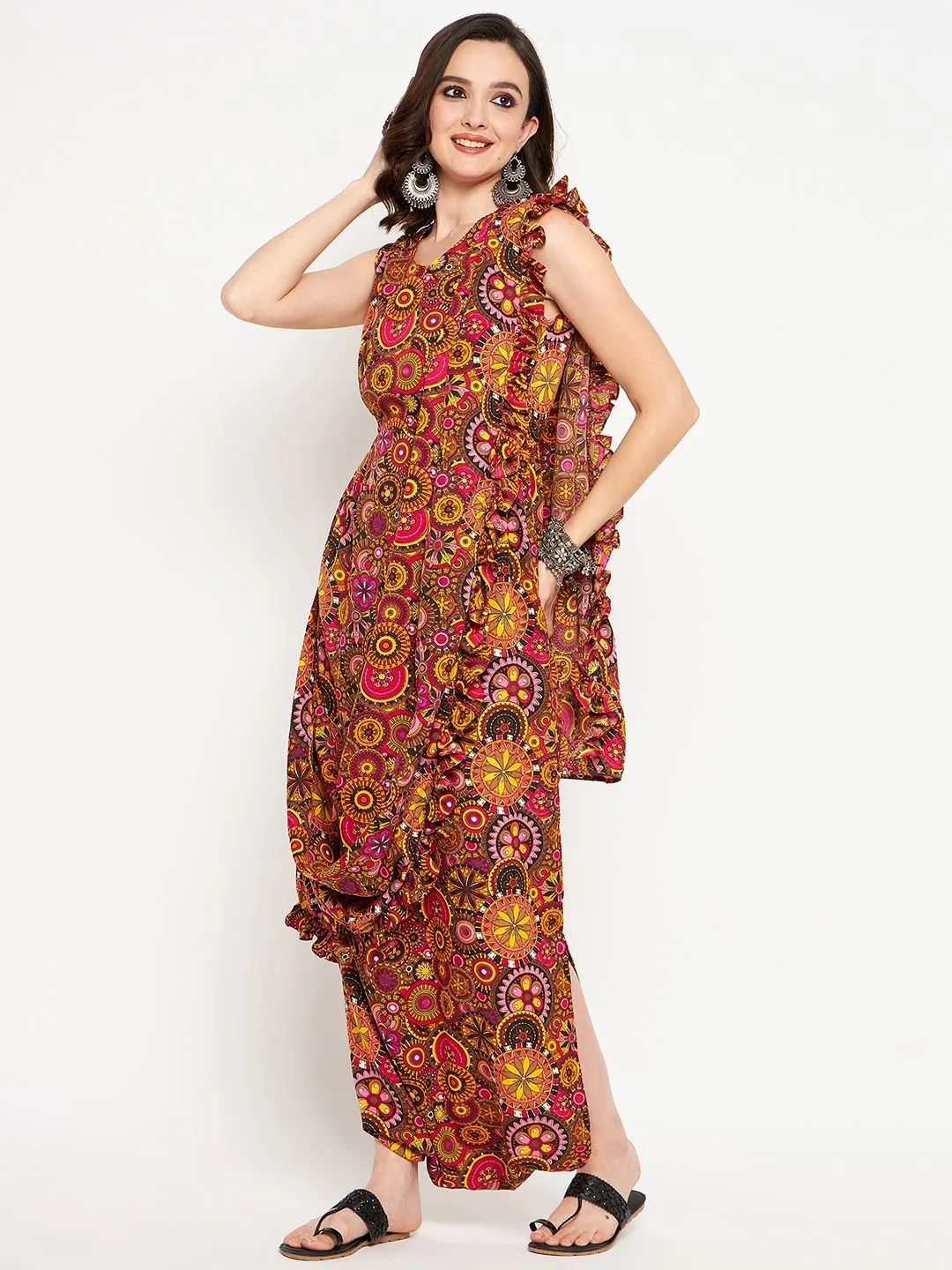 Attached Dupatta Dhoti Jumpsuit