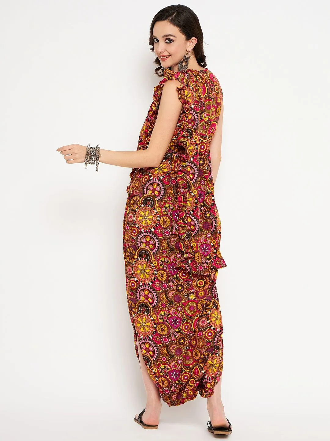 Attached Dupatta Dhoti Jumpsuit