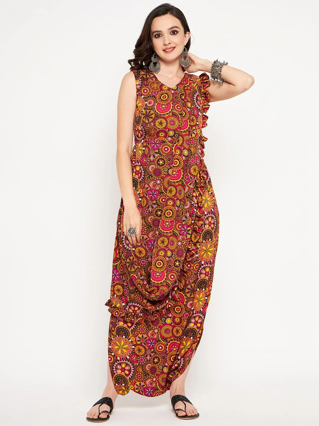 Attached Dupatta Dhoti Jumpsuit