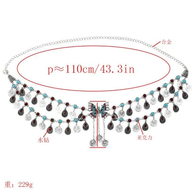 Diamond Inlaid Tassel Body Chain Belt