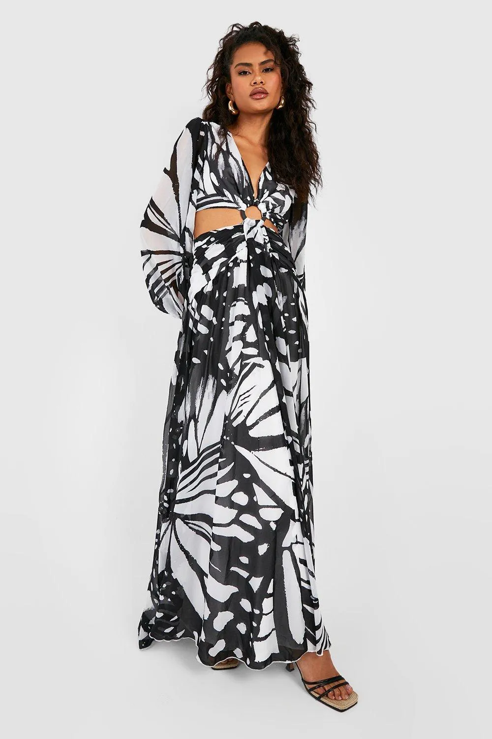 Abstract Butterfly Cut Out Maxi Dress at boohoo