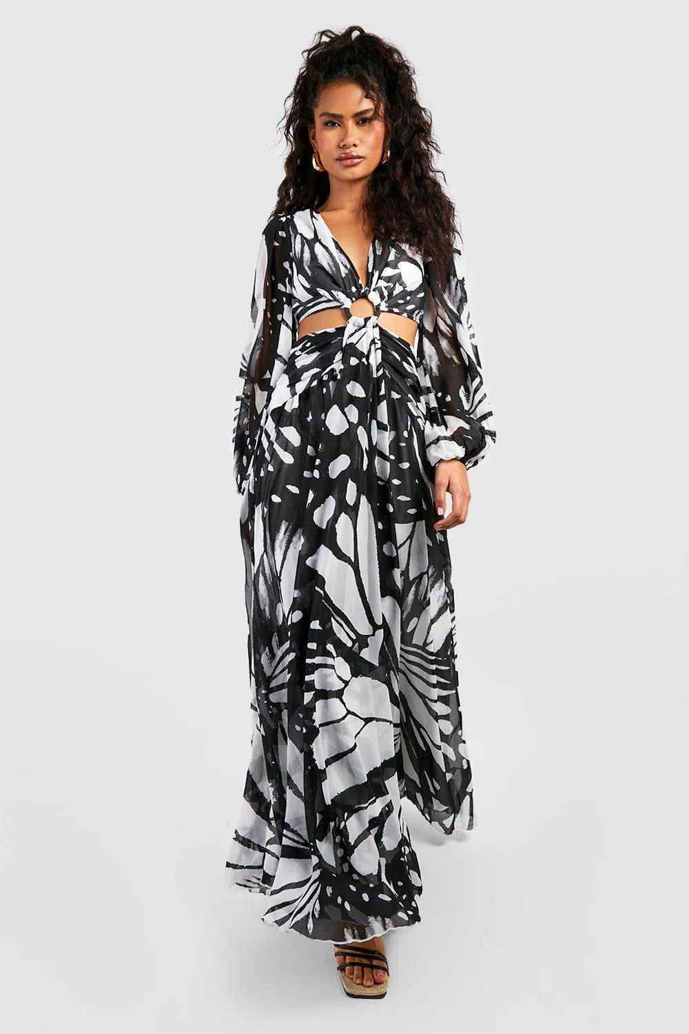 Abstract Butterfly Cut Out Maxi Dress at boohoo