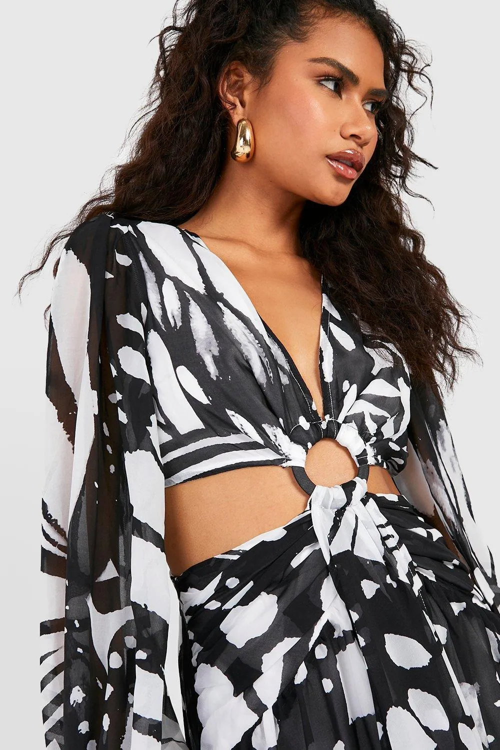 Abstract Butterfly Cut Out Maxi Dress at boohoo