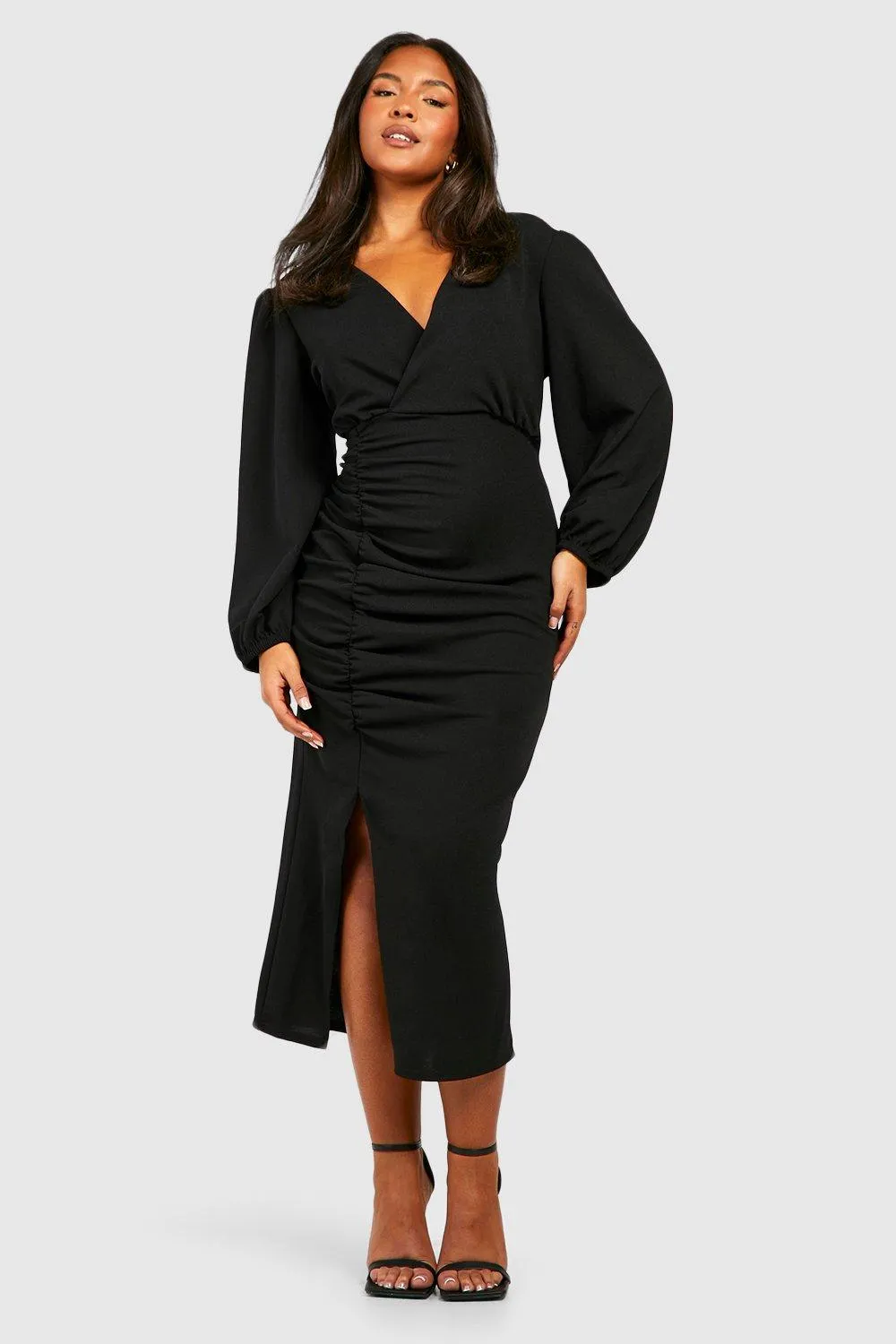 Dresses | Plus Rouched Wrap Midi Dress - Boohoo