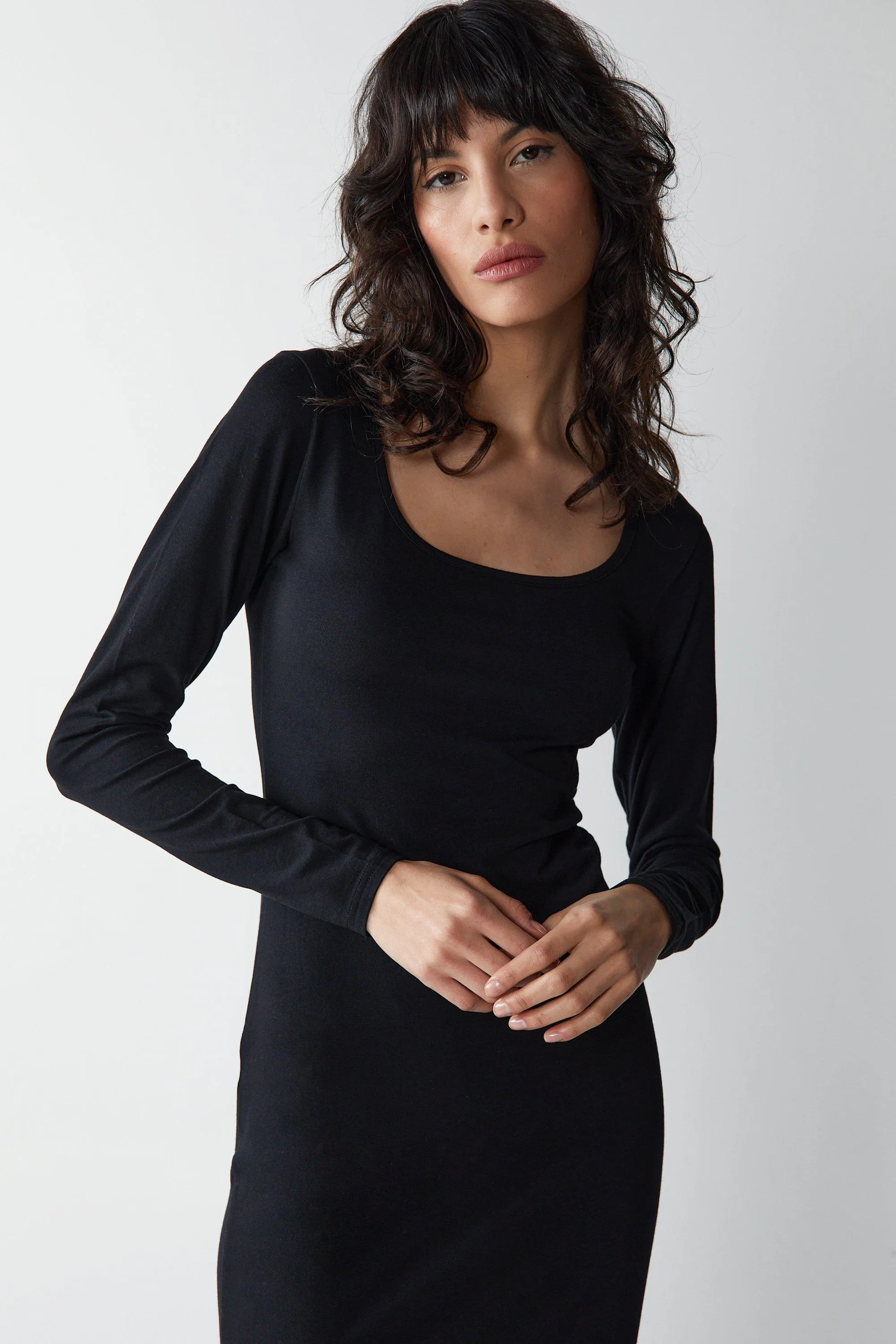 Premium Soft Touch Long Sleeve Midi Dress by Warehouse