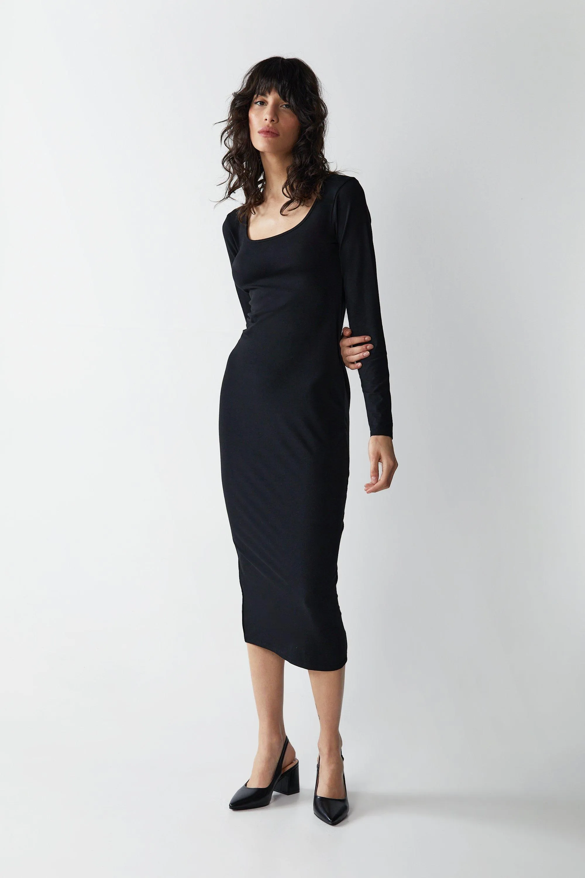 Premium Soft Touch Long Sleeve Midi Dress by Warehouse