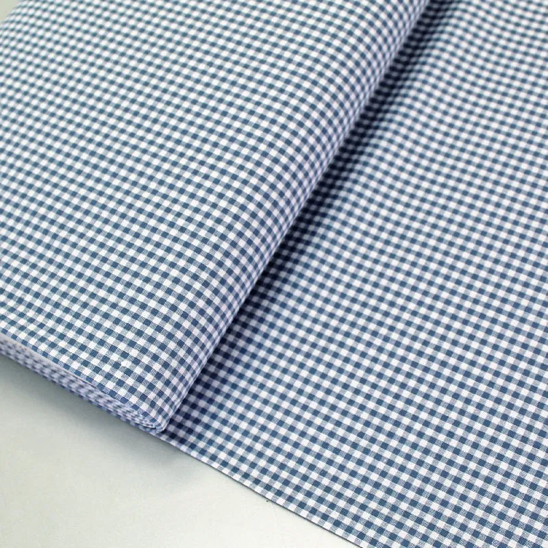 Denim Blue Mini Gingham Cotton Fabric