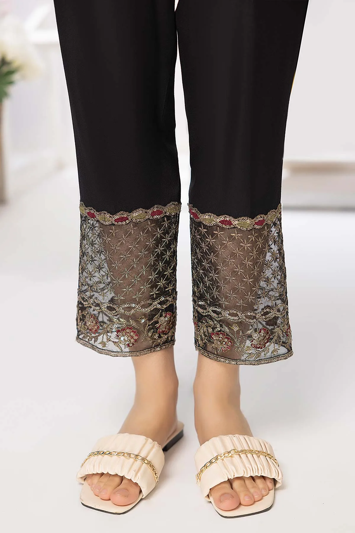 One Piece CHT22-03-S Embroidered Straight Trouser