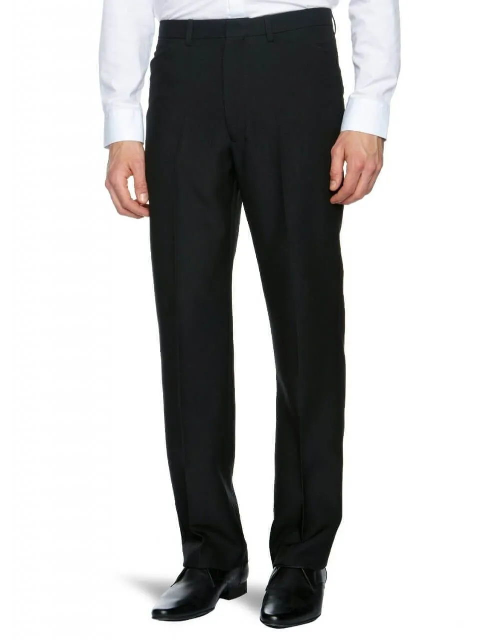 Classic Black Farah Hopsack Weave Trousers