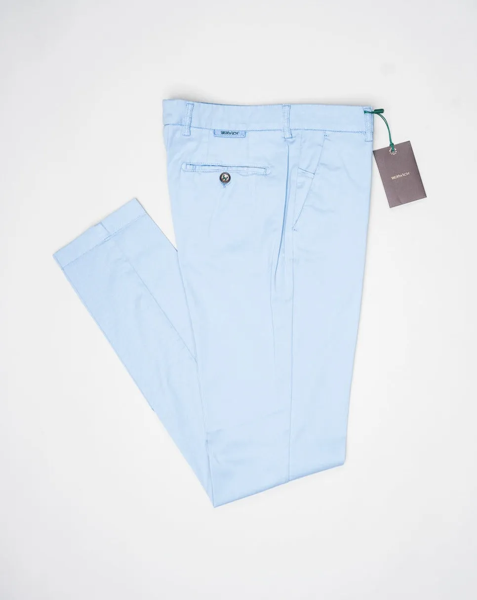 Garment Dyed Cotton & Silk Chinos - Azzurro