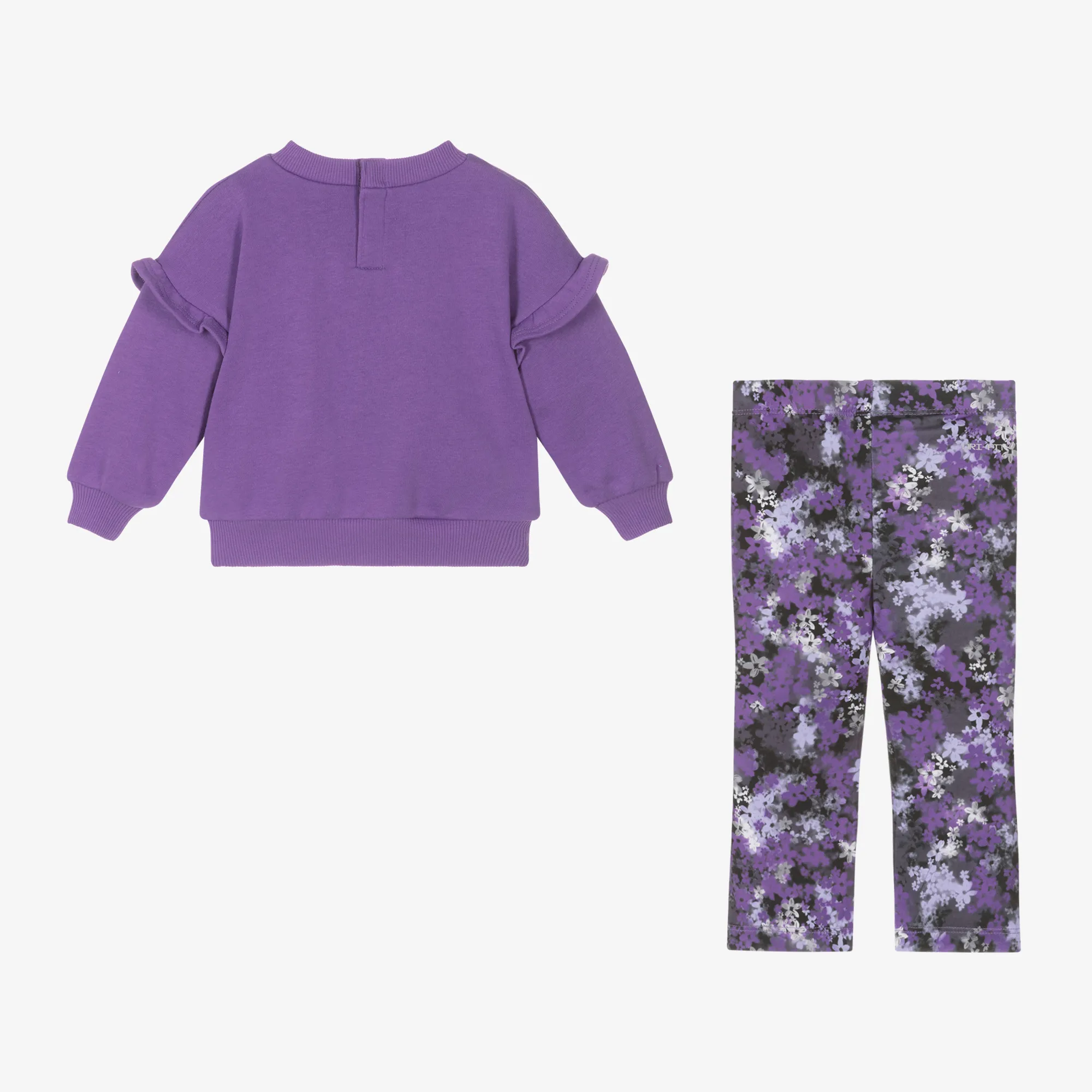 Girls Purple Floral Leggings Set