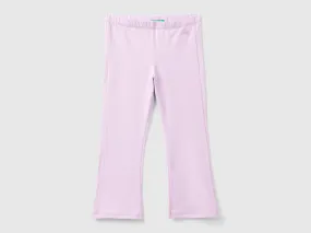 Flared leggings in stretch cotton - Lilac