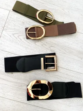 Stretch Belts With Gold Hardware