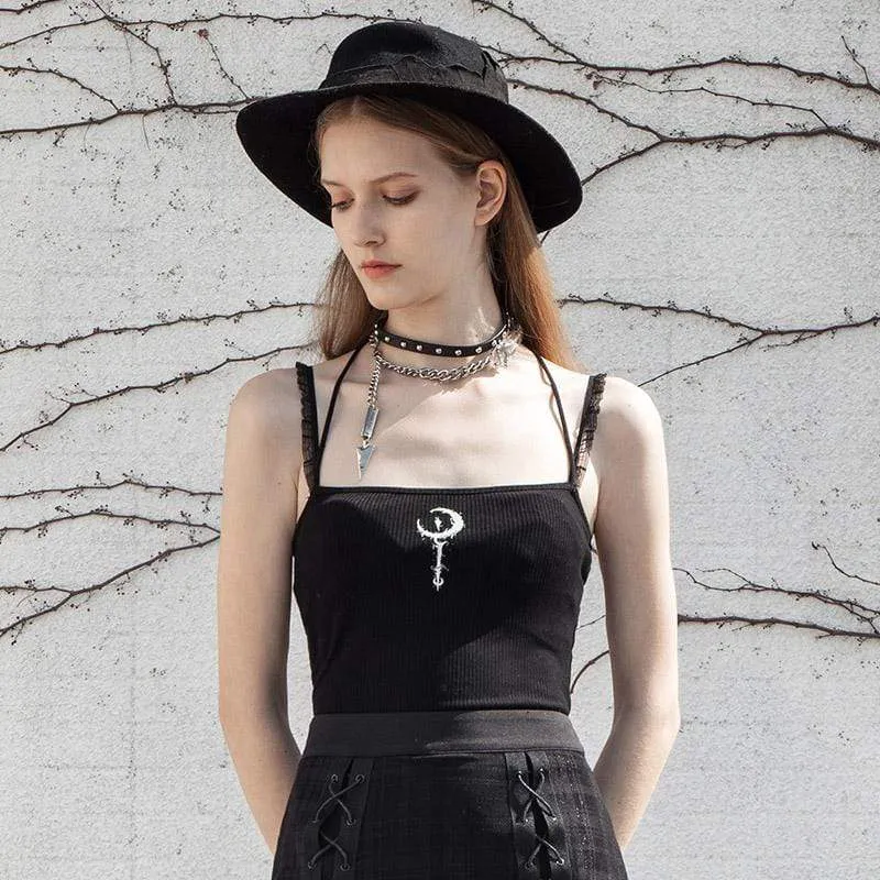 Goth Black Tank Tops for Women