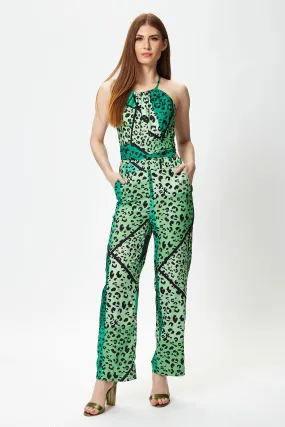 Green Animal Print Jumpsuit