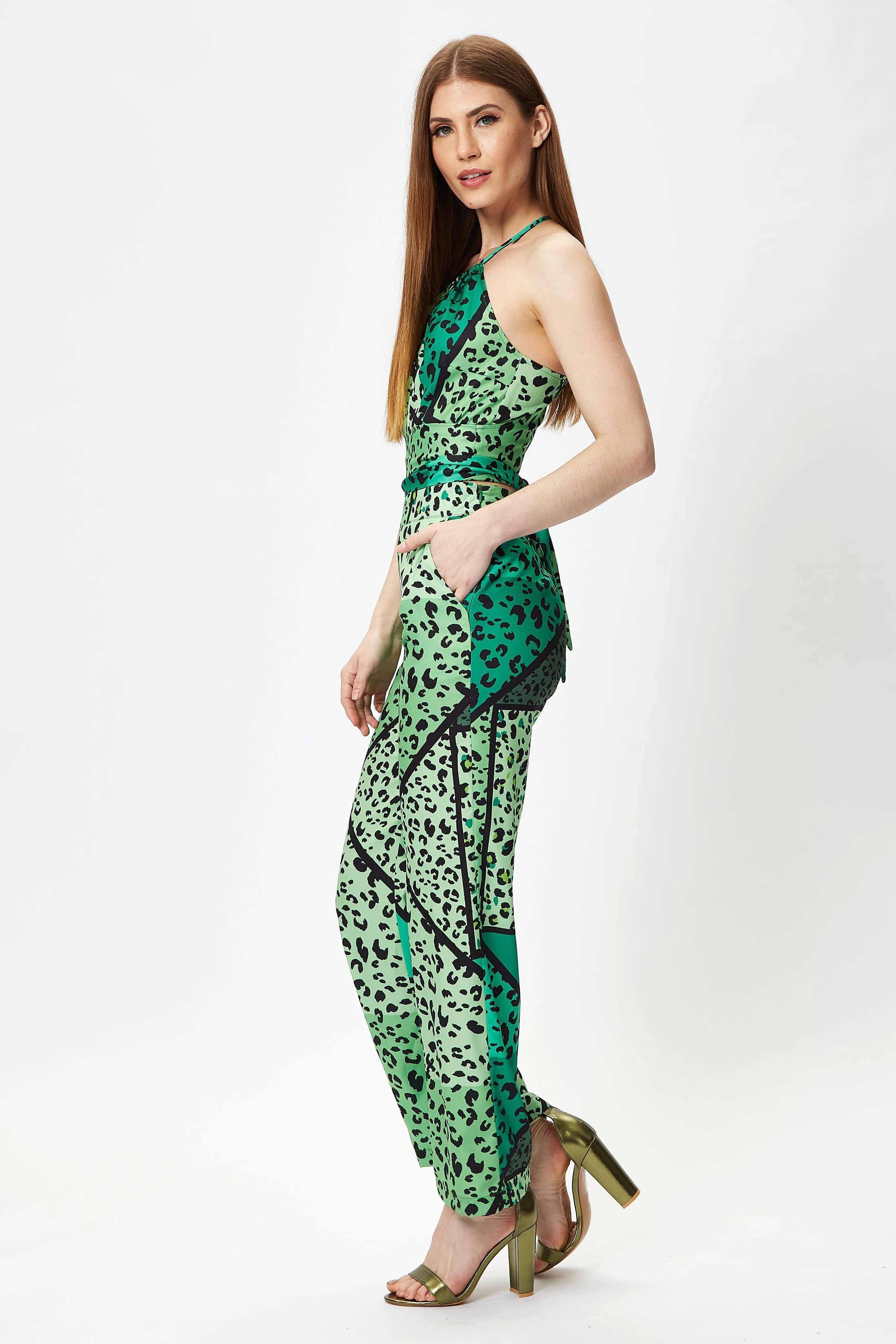 Green Animal Print Jumpsuit