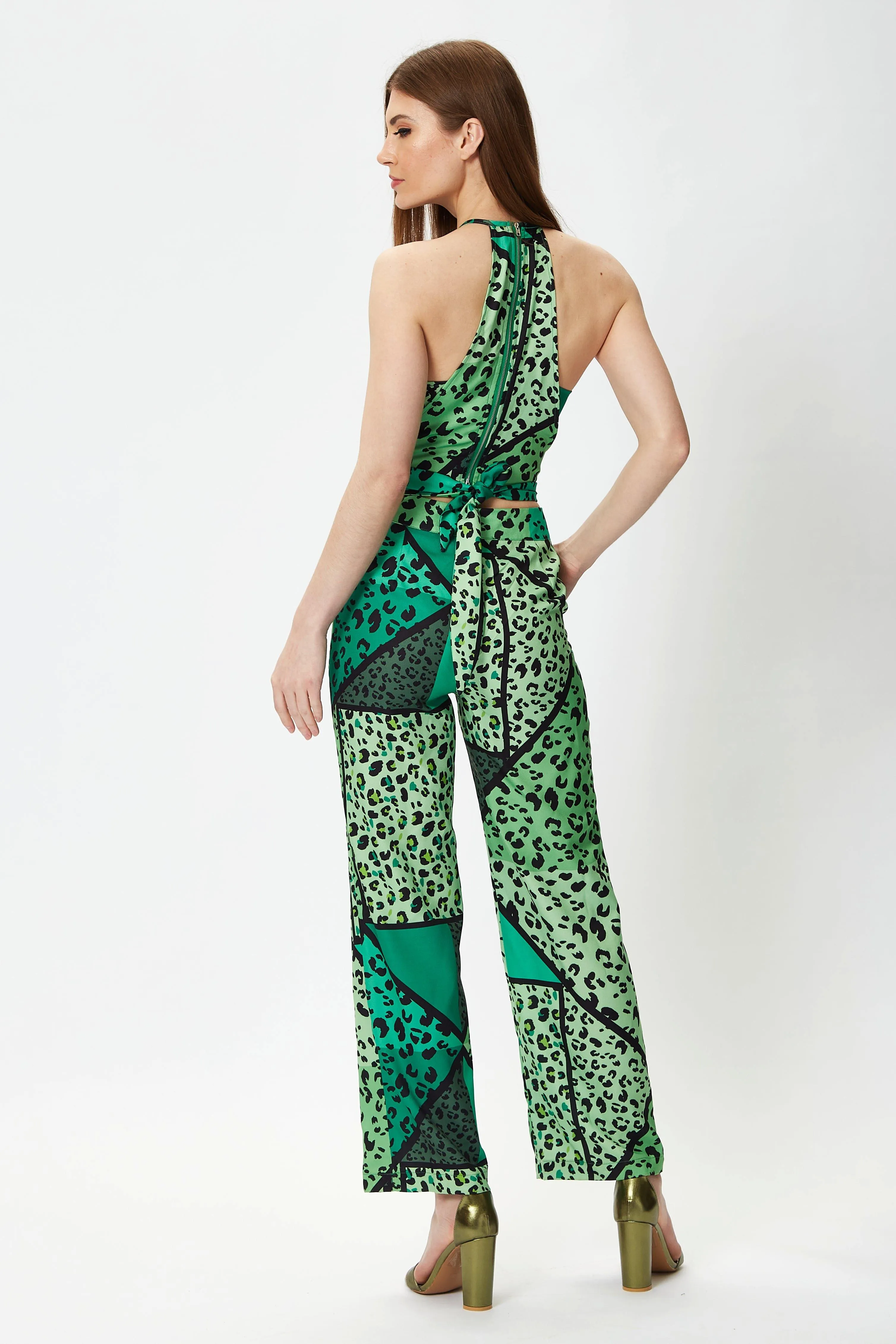 Green Animal Print Jumpsuit