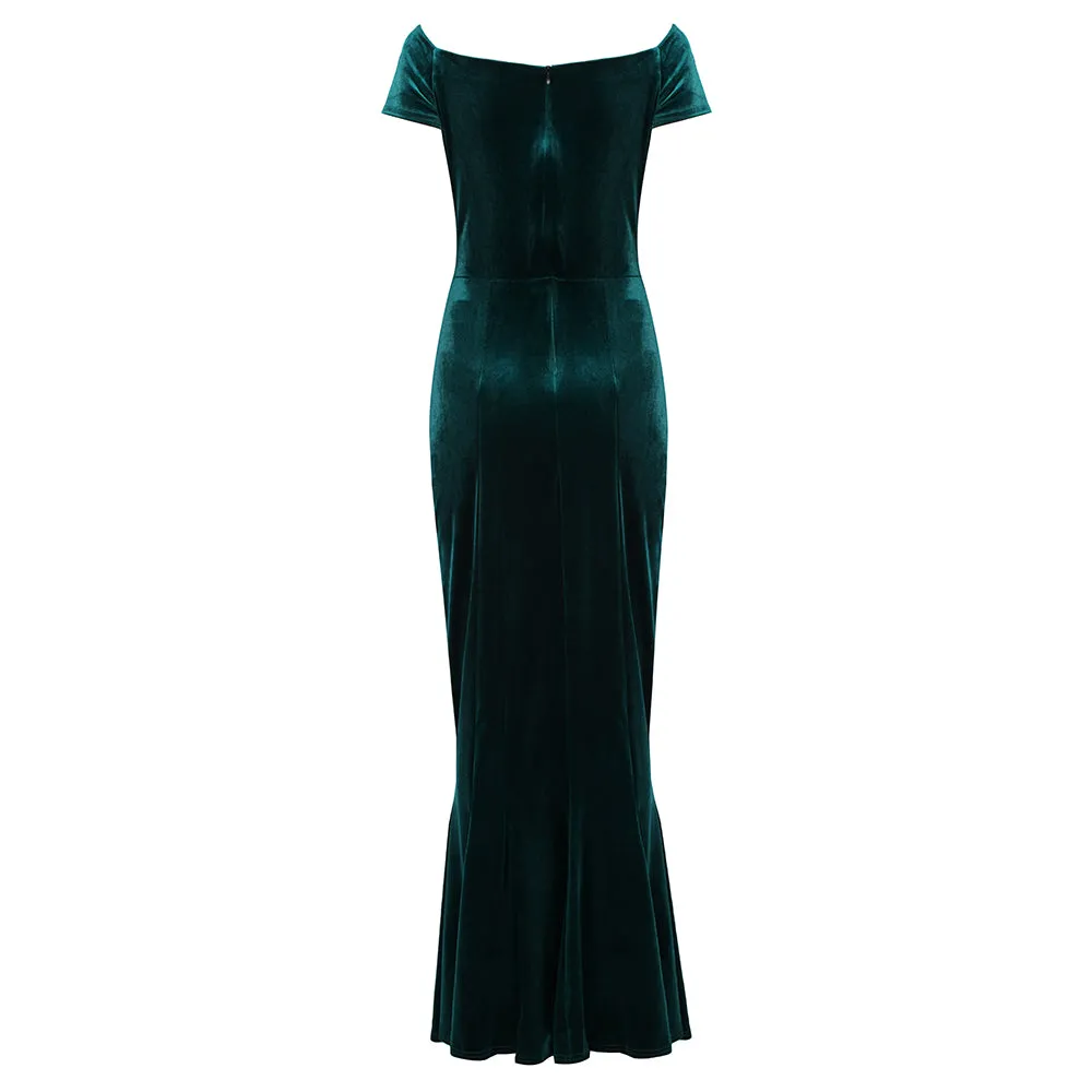 Green Fishtail Hem Maxi Dress