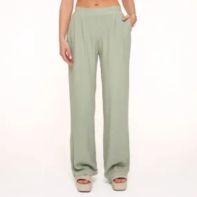 Army Green Linen Viscose Trousers