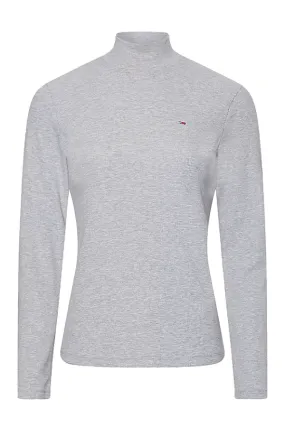 Tommy Hilfiger Women's Mock Neck Long Sleeve Tee in Grey