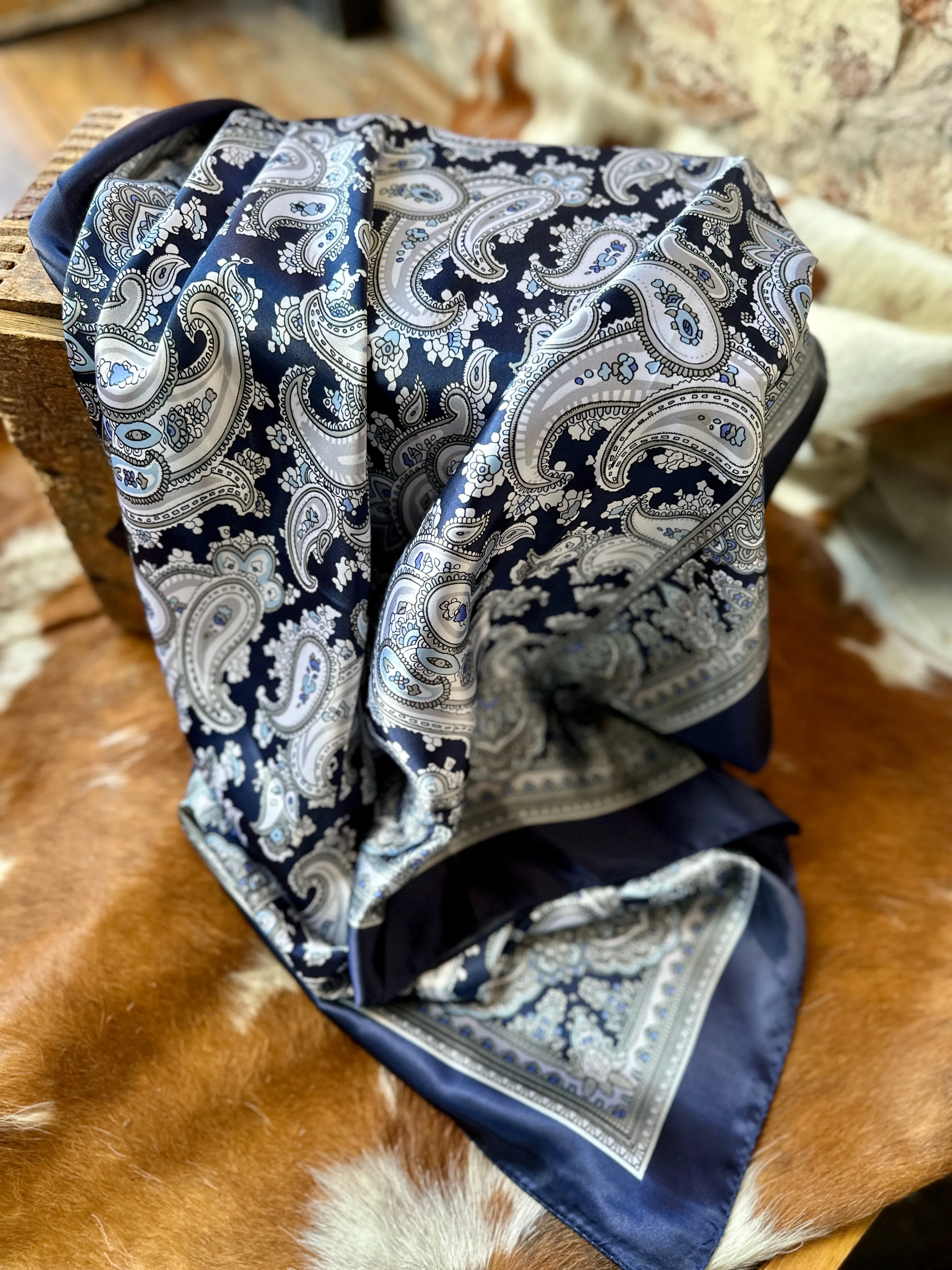 Cool Navy Paisley Scarf