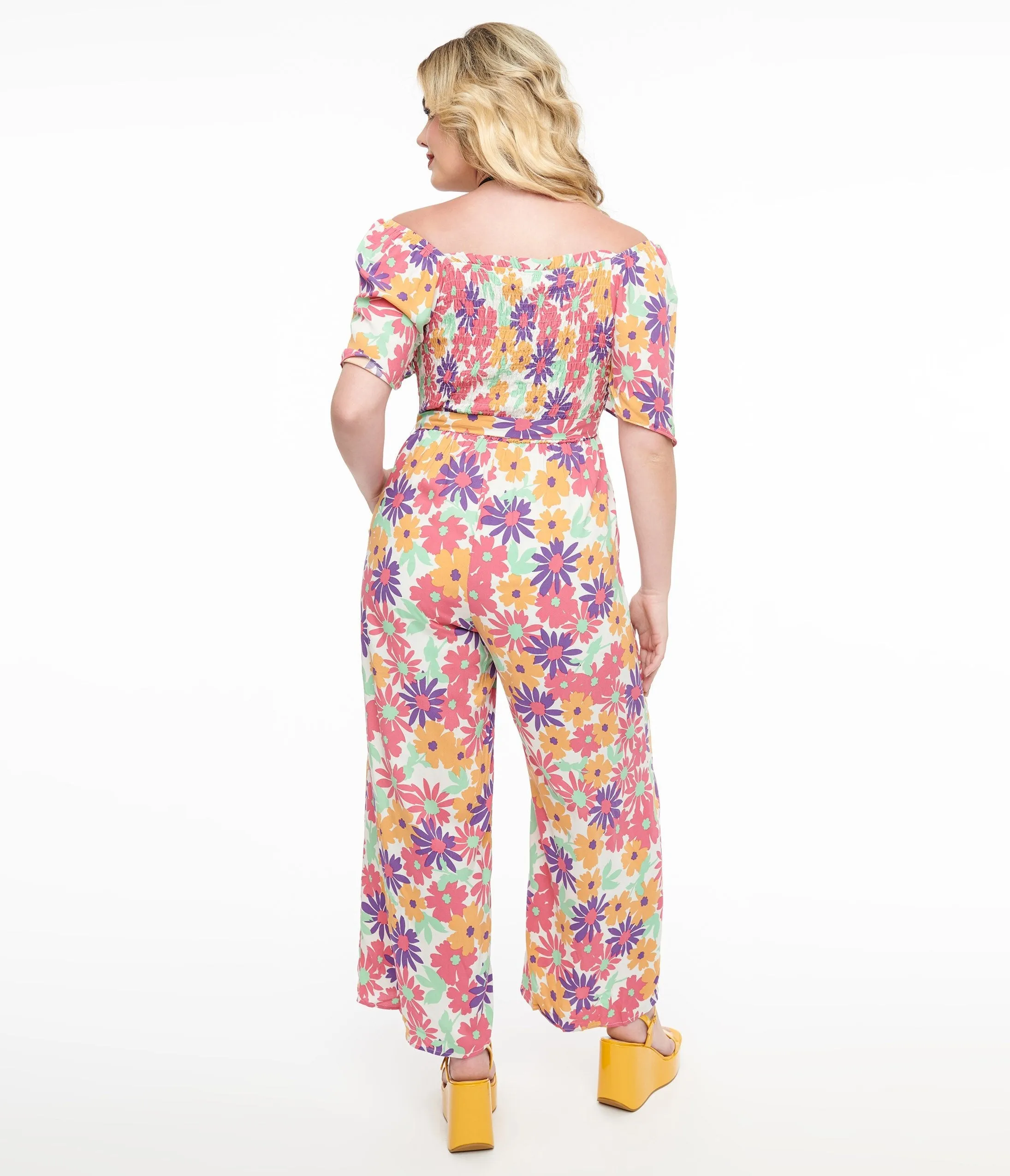 Bright Floral Flutter Sleeve Jumpsuit