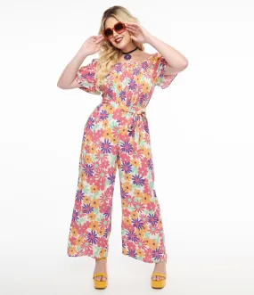 Bright Floral Flutter Sleeve Jumpsuit