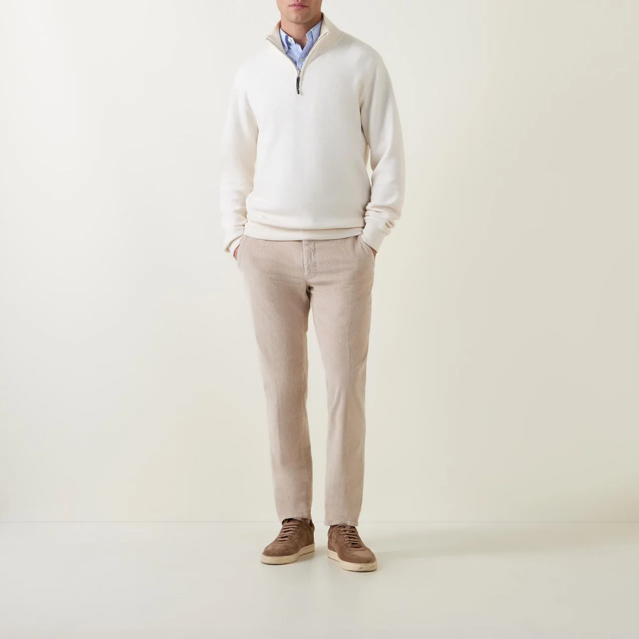 Cream Casual Corduroy Chinos by INCOTEX