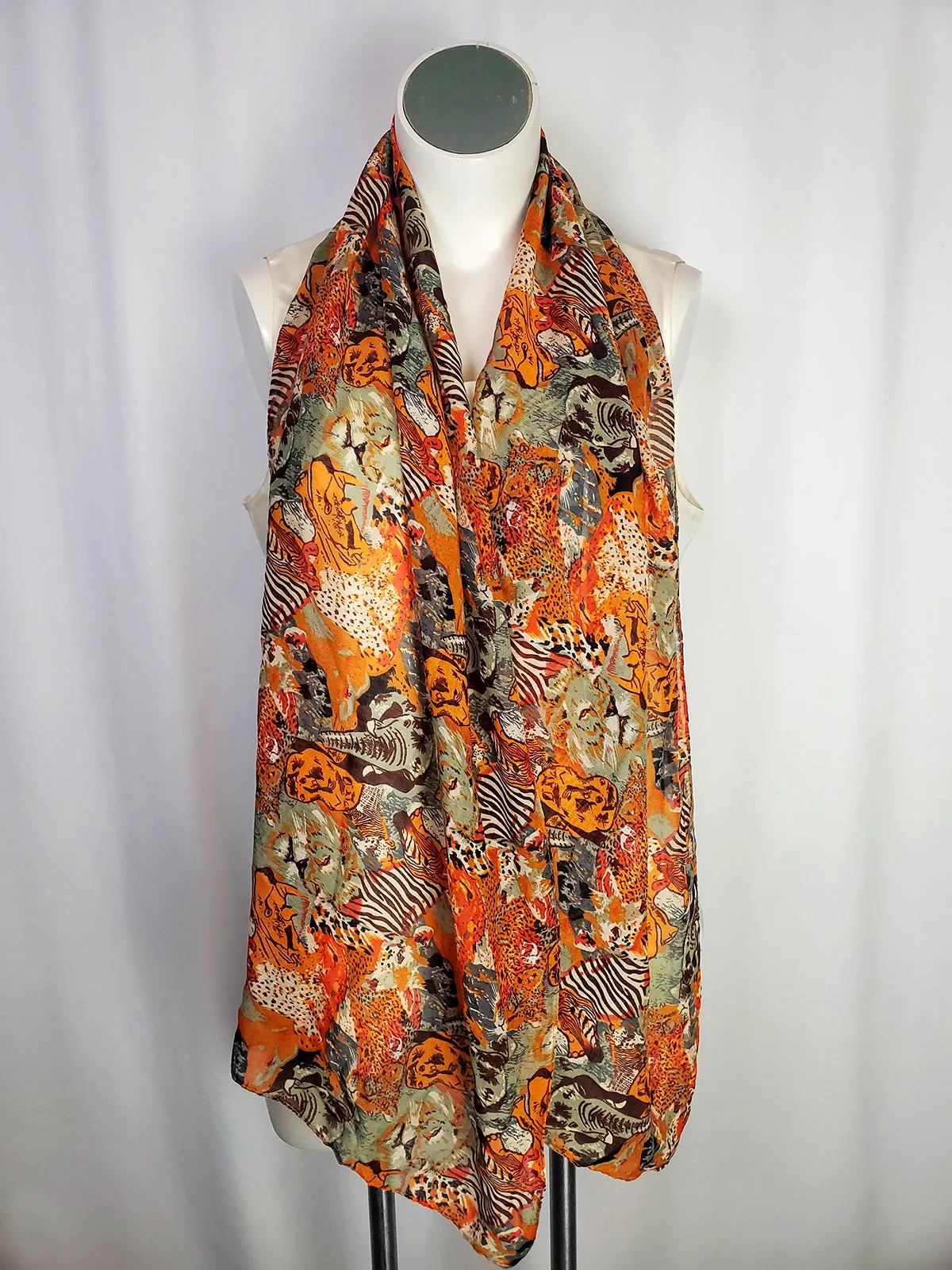 Into Africa Orange and Brown Animal Print Scarf