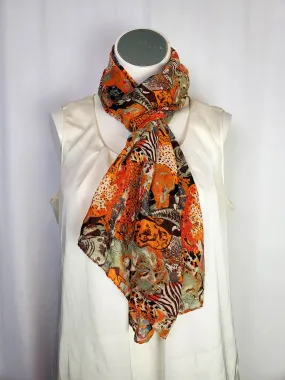 Into Africa Orange and Brown Animal Print Scarf