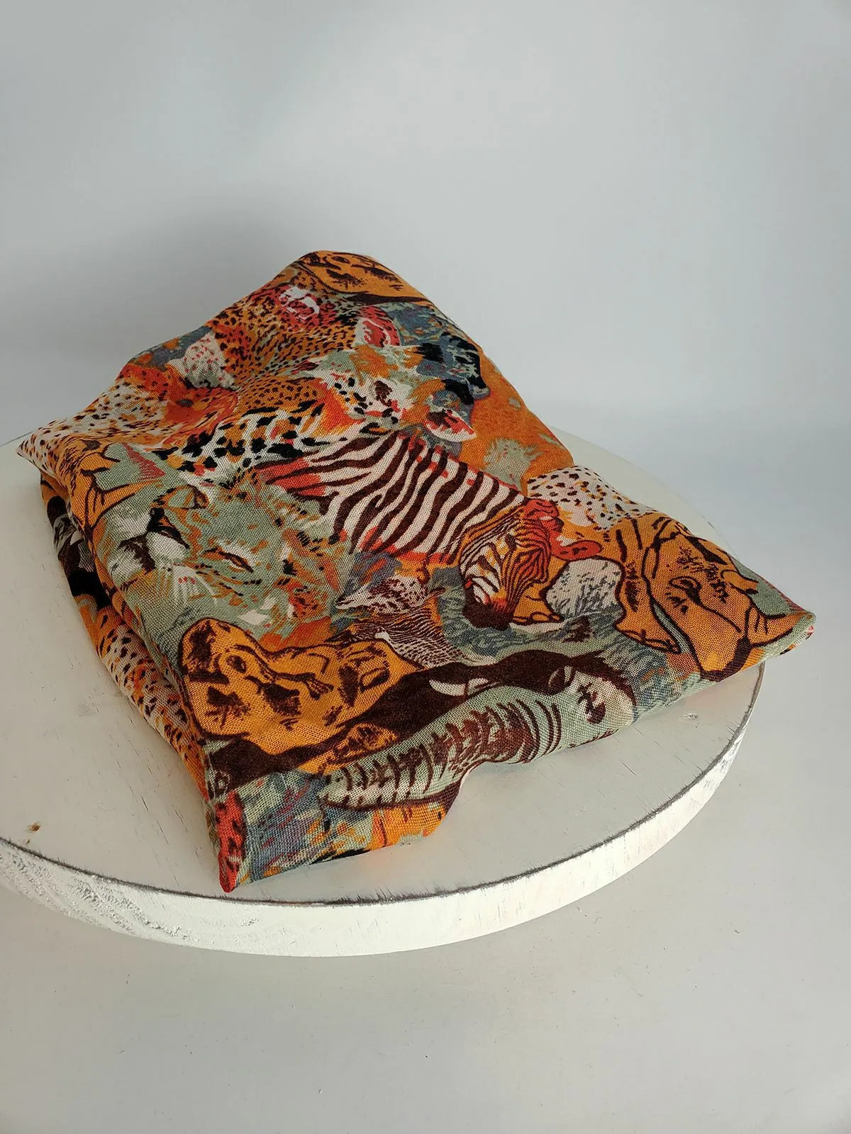 Into Africa Orange and Brown Animal Print Scarf