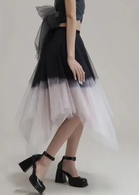 Pink Gradient High Waist Tulle Skirt