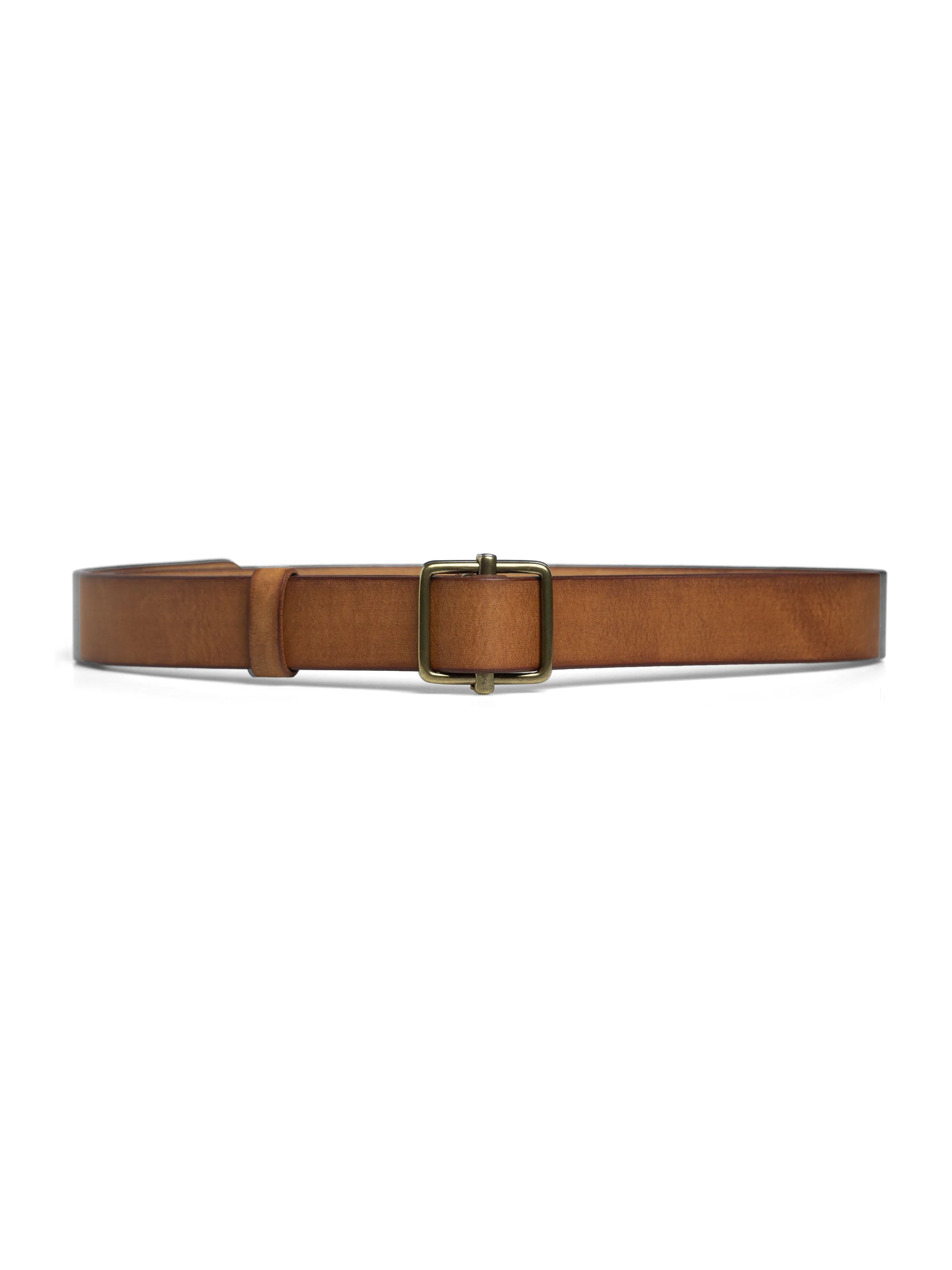 Italian Rustic Leather Belt Gold-toned Buckle