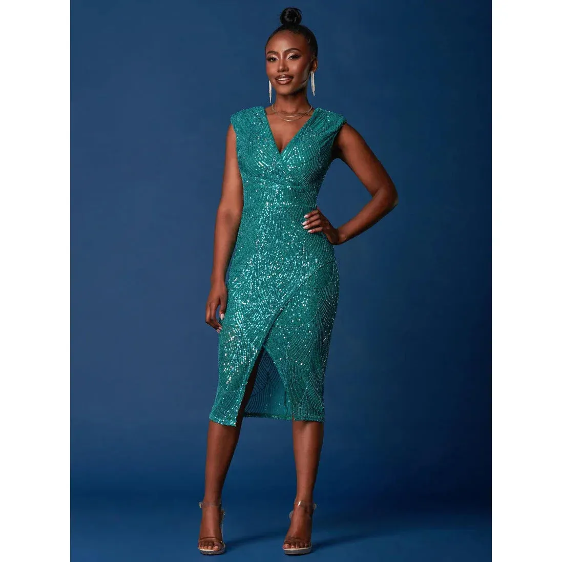 Green Sequin Wiggle Dress