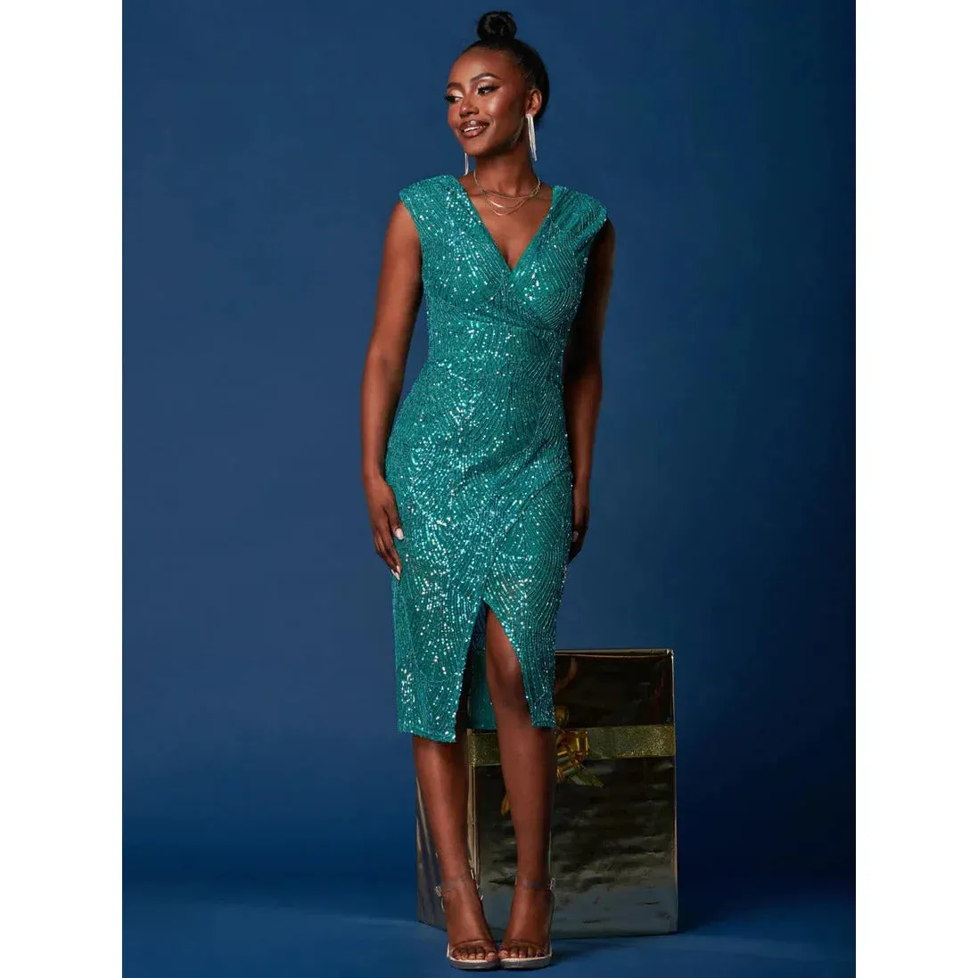 Green Sequin Wiggle Dress