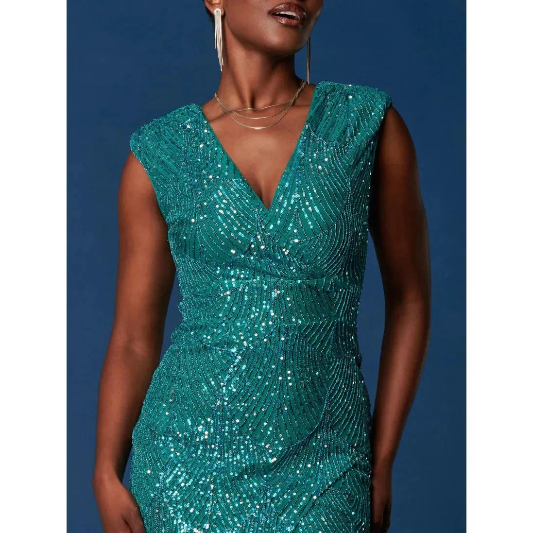 Green Sequin Wiggle Dress