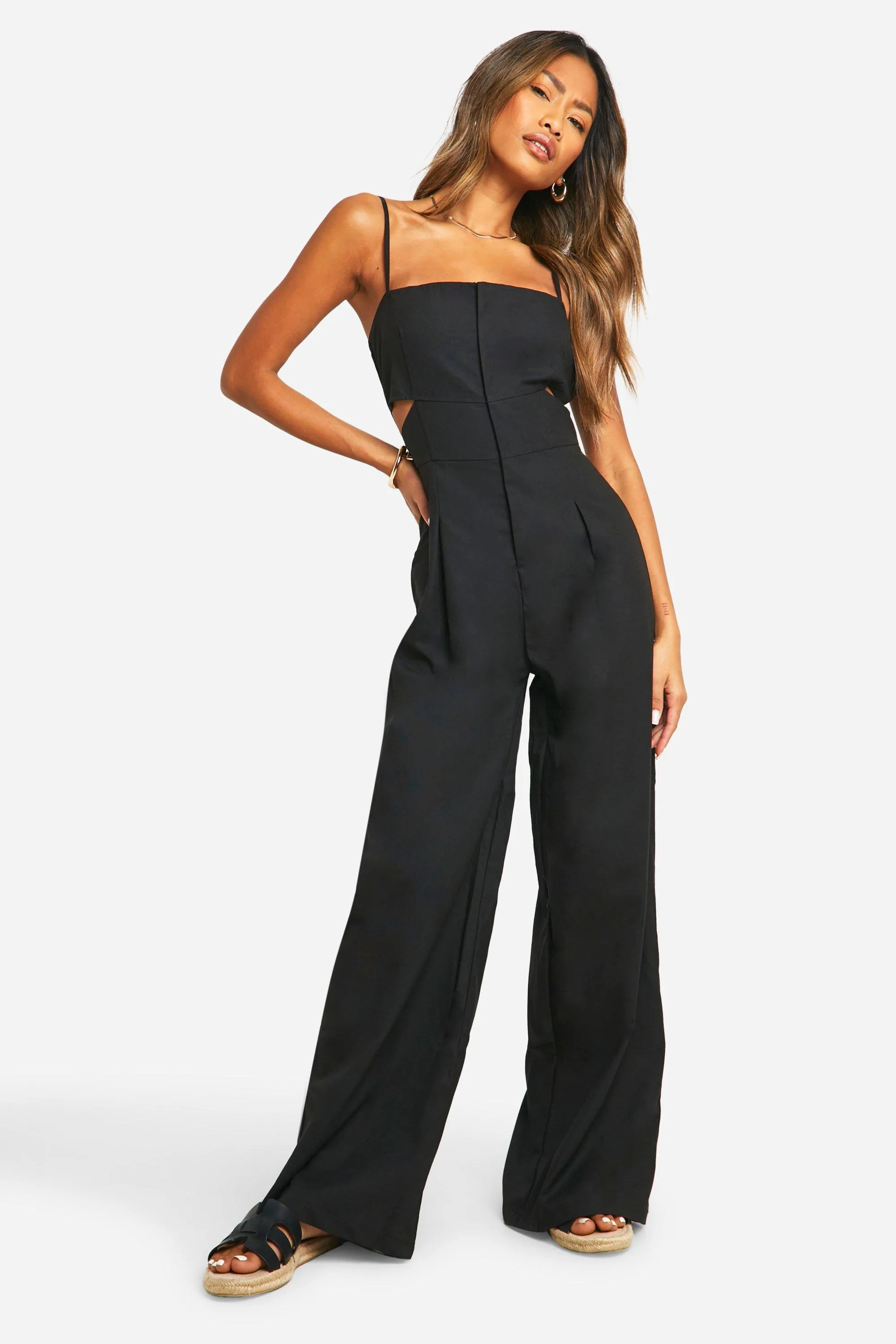 Linen Blend Cutout Jumpsuit