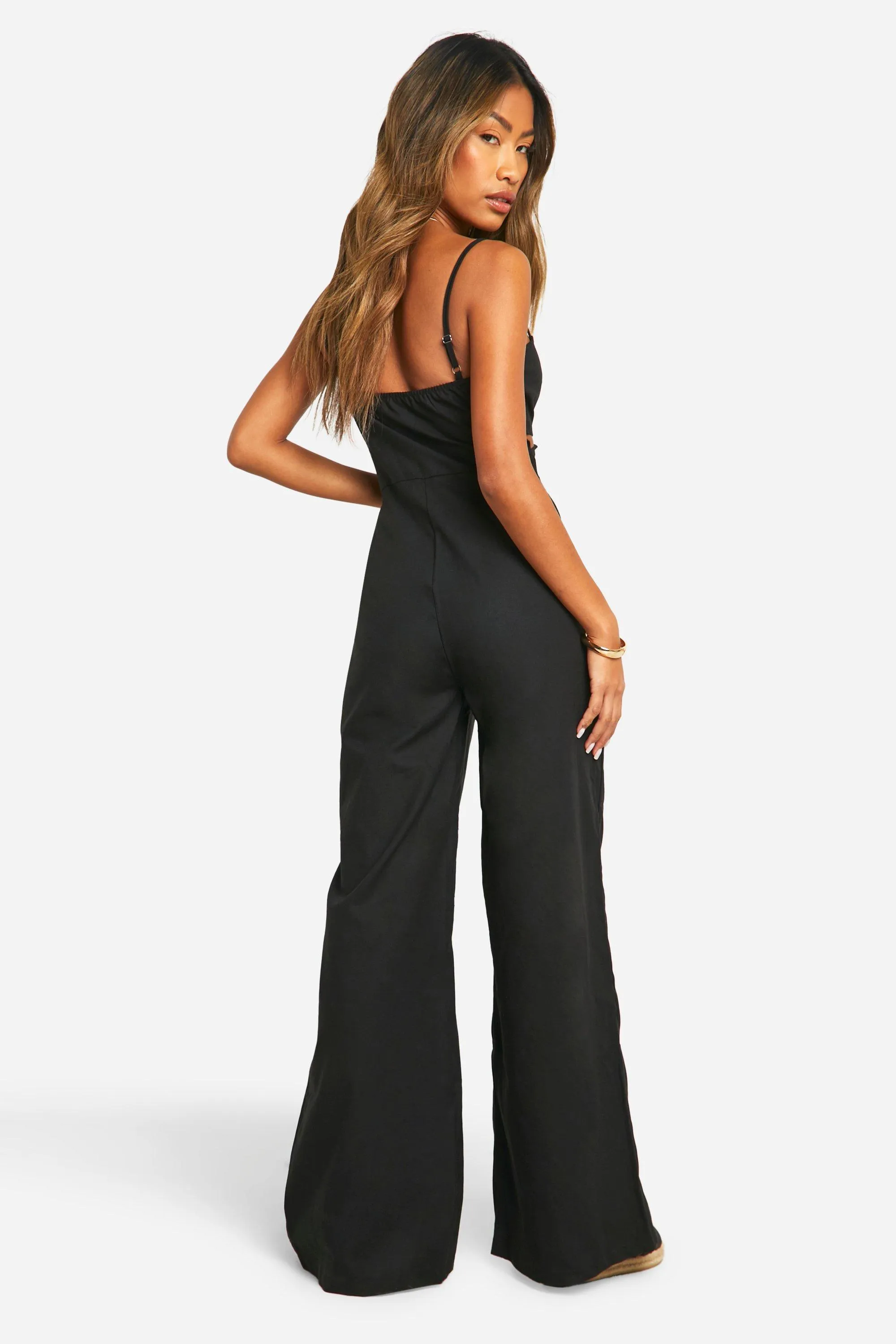 Linen Blend Cutout Jumpsuit