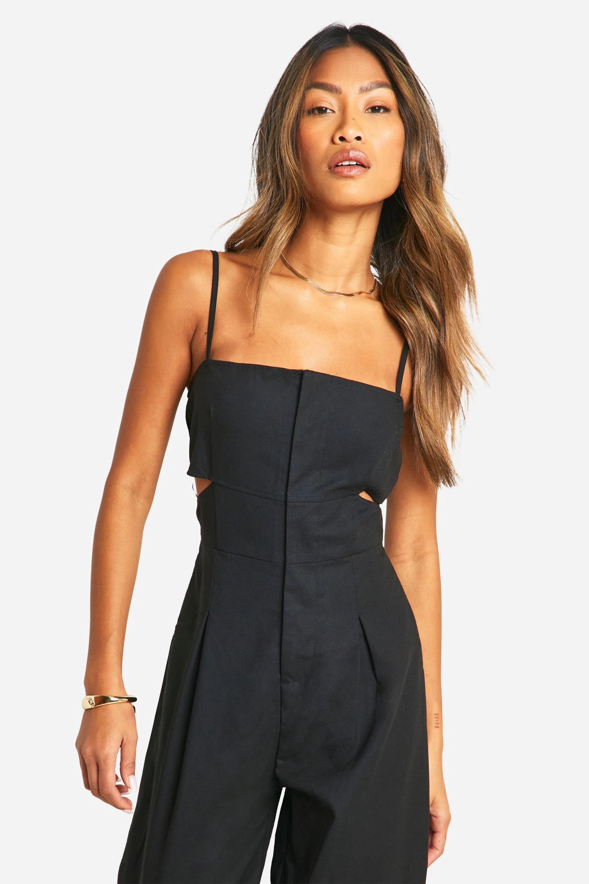 Linen Blend Cutout Jumpsuit