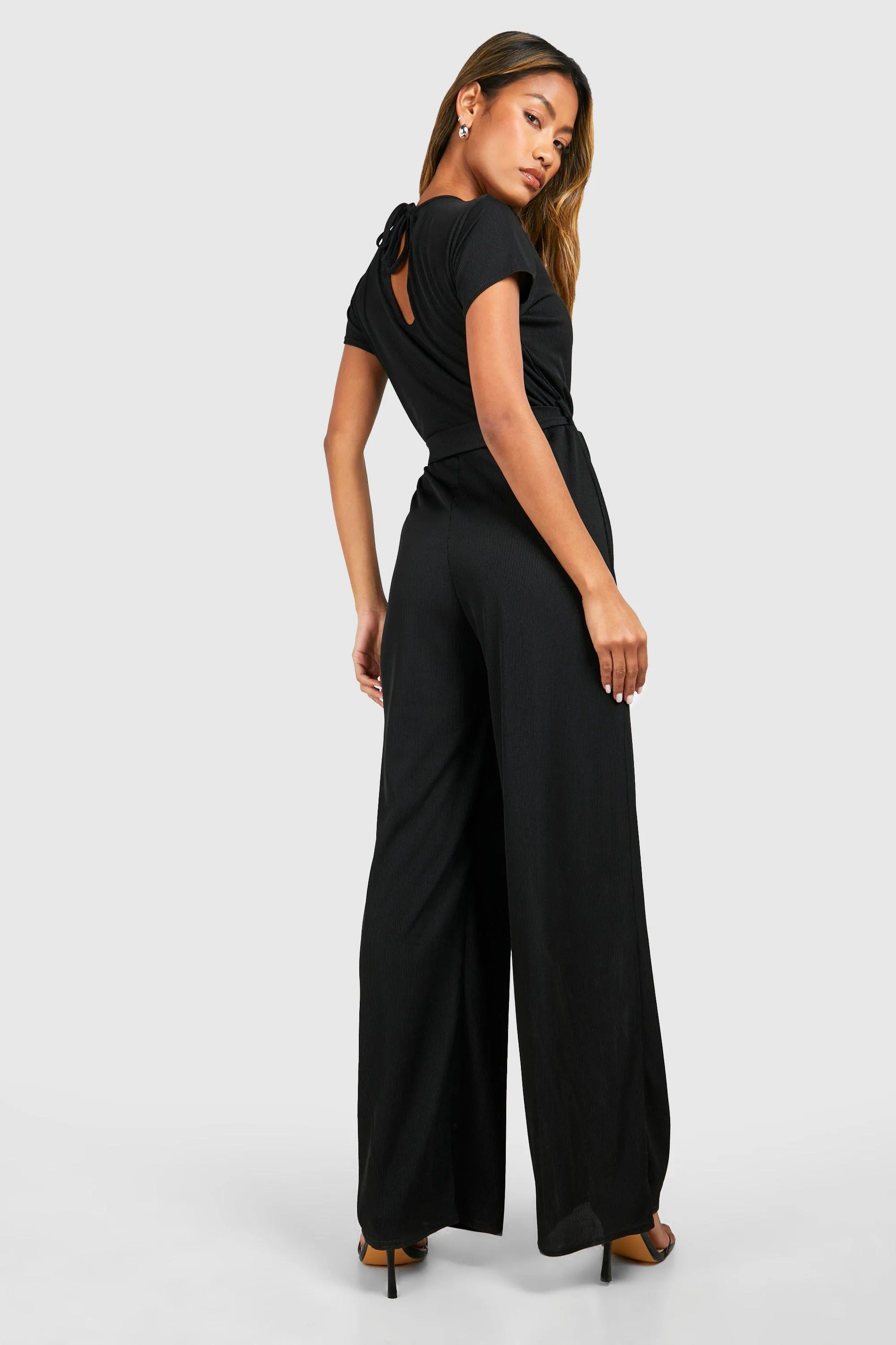 Relaxed Belted Ribbed Jumpsuit