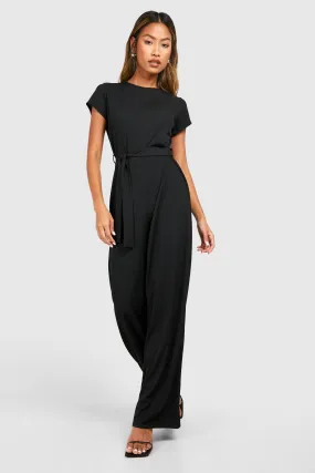 Relaxed Belted Ribbed Jumpsuit