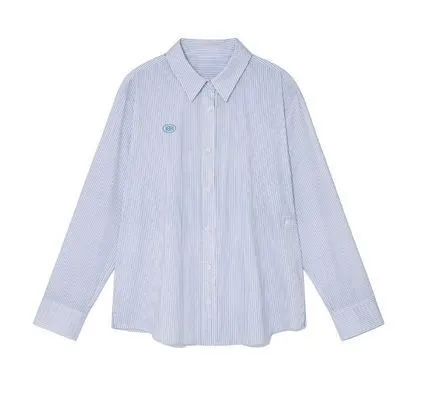 Street Style Plain Cotton Logo Shirts & Blouses