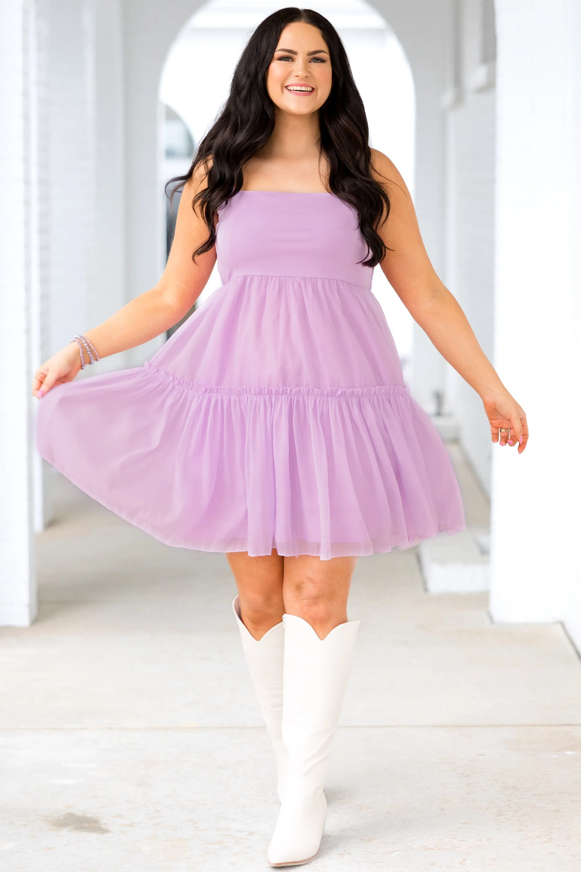 Lavender Flower Petals Dress