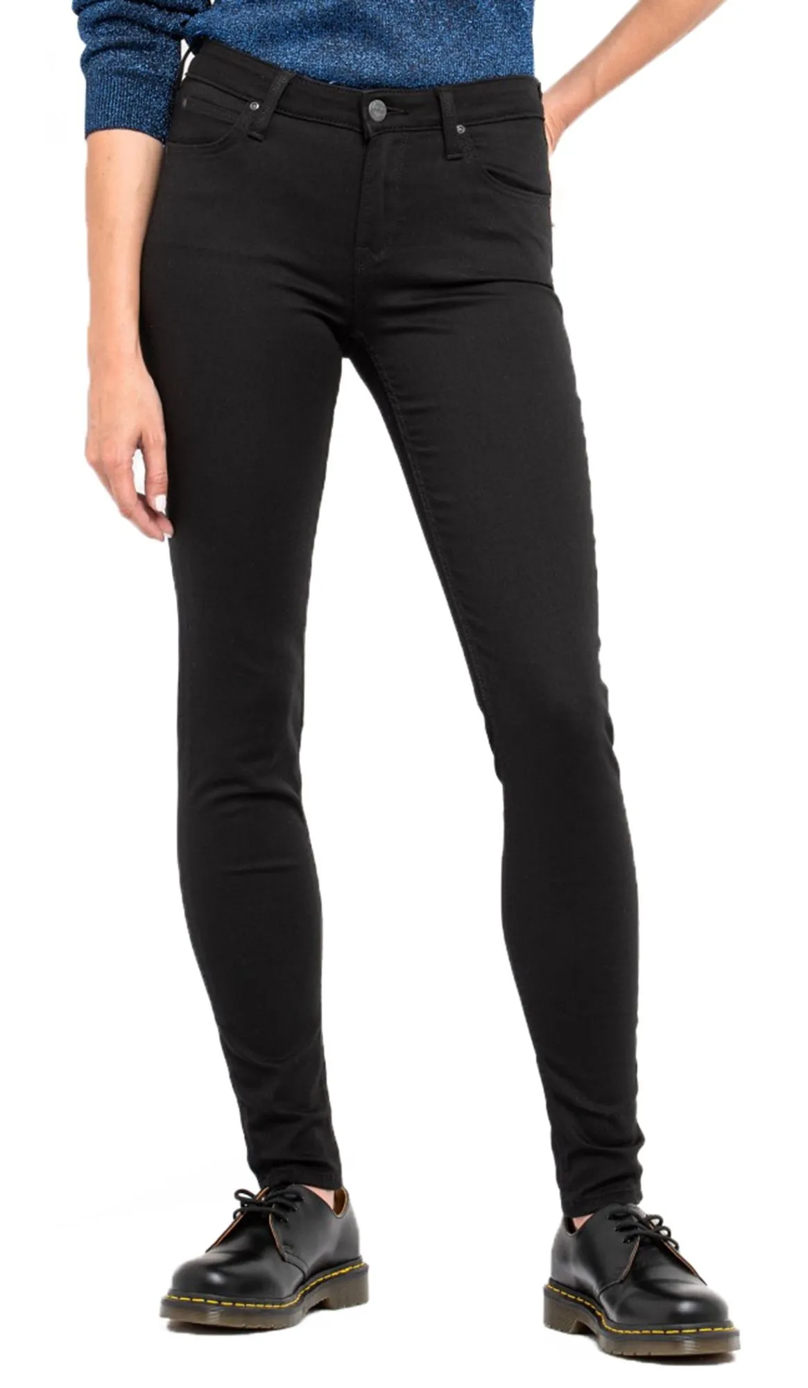 Black Rinse Skinny Stretch Jeans by Lee Scarlett